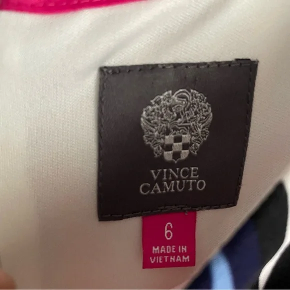 Vince Camuto Dress Multi Color Geo Print Long Sleeve Sheath Size 6 - Picture 6 of 9